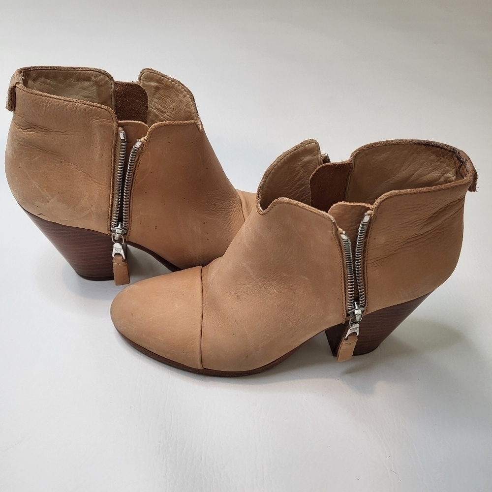Rag & Bone Margot ankle booties light tan nubuck leather side zippers size 38.5 - Picture 5 of 10